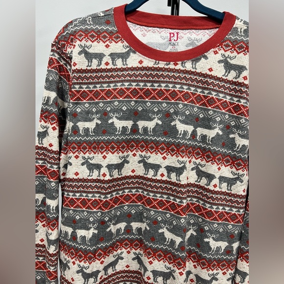 NWT Unisex Adult Matching Family Thermal Reindeer Fairisle Cotton Pajamas - Picture 2 of 9